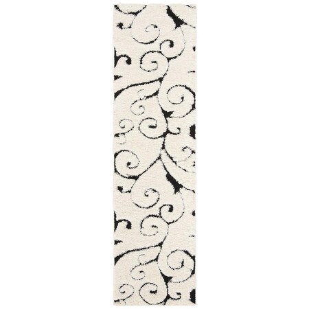 Safavieh 2 ft. 3 in. x 13 ft. Shag Power Loomed Runner Area Rug; Ivory & Black SG455-1290-213